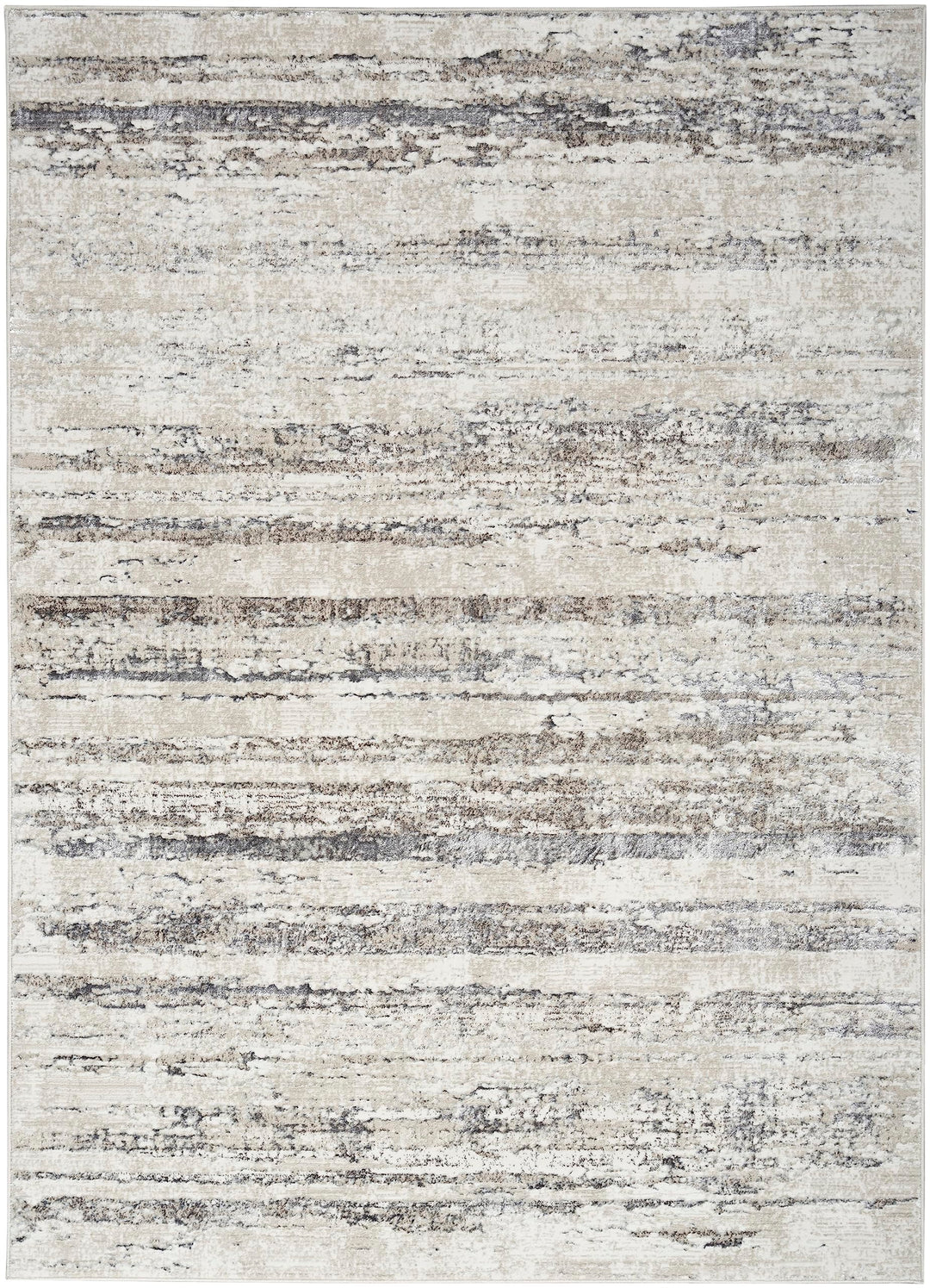 Nourison Glam Abstract Cream Grey 3'11" x 5'11" Area Rug Easy Cleaning Non - Diamond Home USA