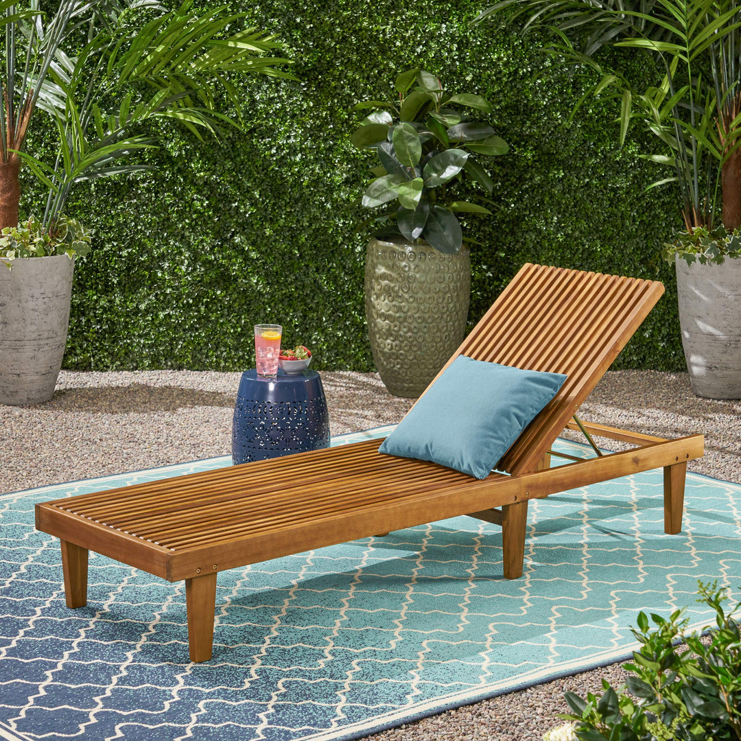 Christopher Knight Home Addisyn Outdoor Wooden Chaise Lounge Teak Finish - Diamond Home USA