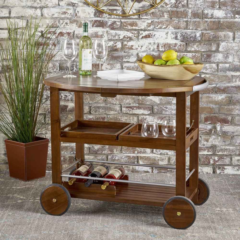 Christopher Knight Home Cynthia Indoor Farmhouse Cottage Acacia Wood Bar Cart - Diamond Home USA