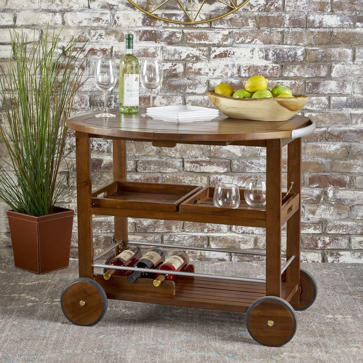 Christopher Knight Home Cynthia Indoor Farmhouse Cottage Acacia Wood Bar Cart - Diamond Home USA