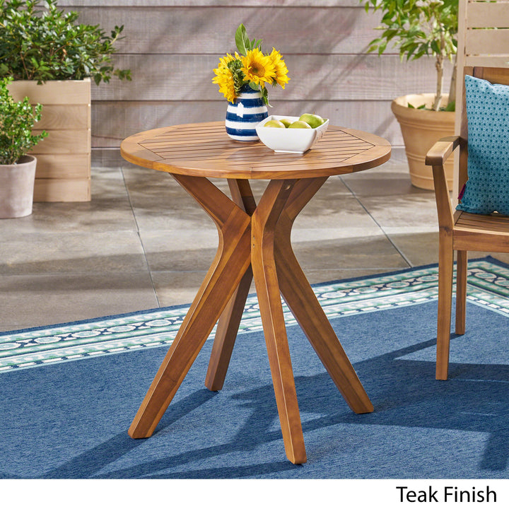 Christopher Knight Home Brigitte Outdoor Round Acacia Wood Bistro Table with X Teak - Diamond Home USA