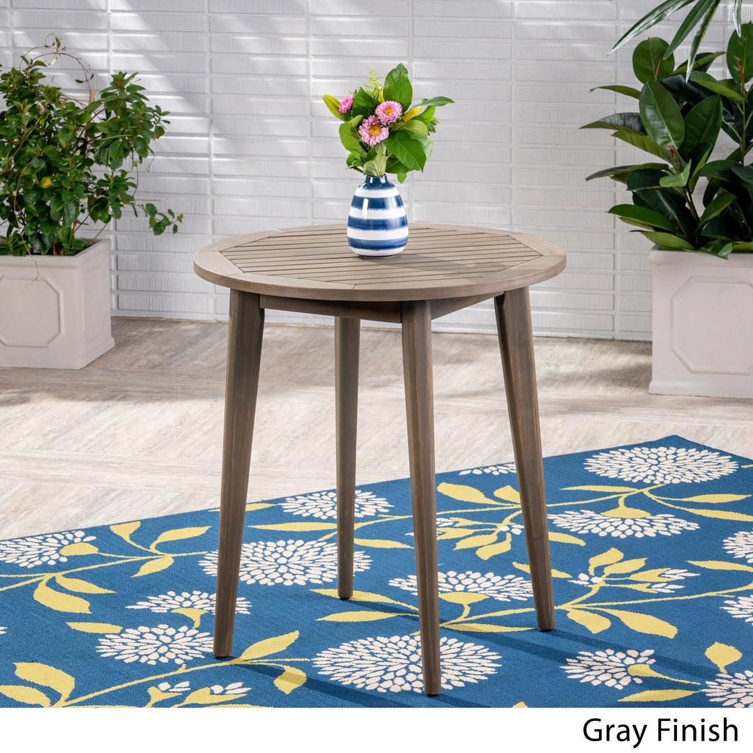 Christopher Knight Home Fitch Outdoor Round Acacia Wood Bistro Table Gray Finish - Diamond Home USA