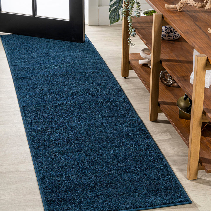JONATHAN Y SEU100C-212 Haze Solid Low-Pile Indoor Runner Rug Coastal Bohemian 2 X 12 - Navy