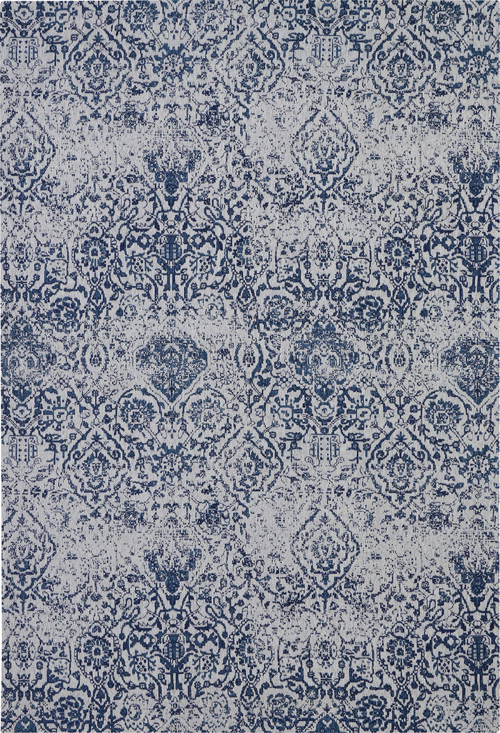 Nourison Damask Vintage Ivory/Navy 6' x 9' Area Rug Easy Cleaning Non Shedding - Diamond Home USA