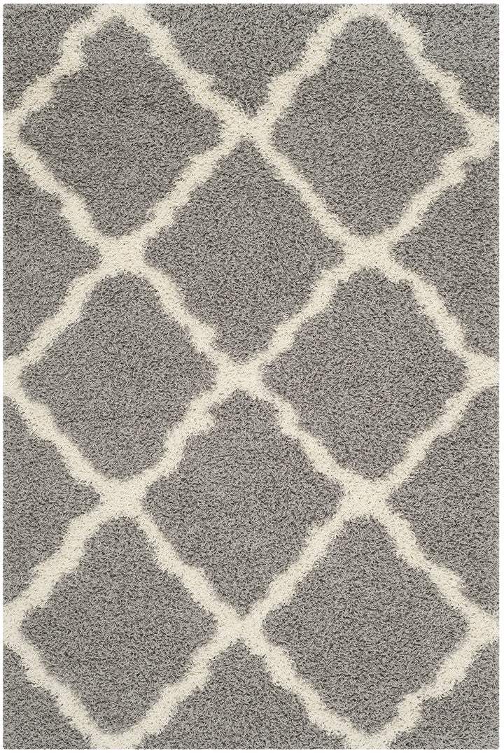 SAFAVIEH Dallas Shag Collection Accent Rug - 4' x 6' Grey & Ivory Trellis Design