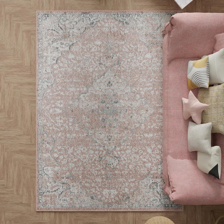 Rugs America Harper HY50B Pink Amaranth Transitional Vintage Non-Shedding Living - Diamond Home USA