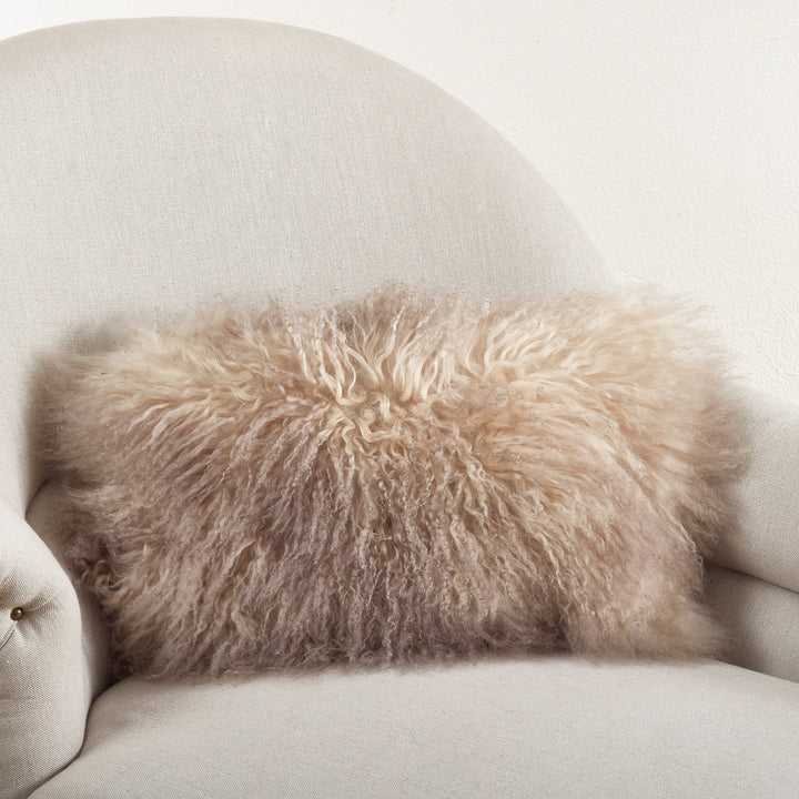 Poly-filled Mongolian Lamb Throw Pillow