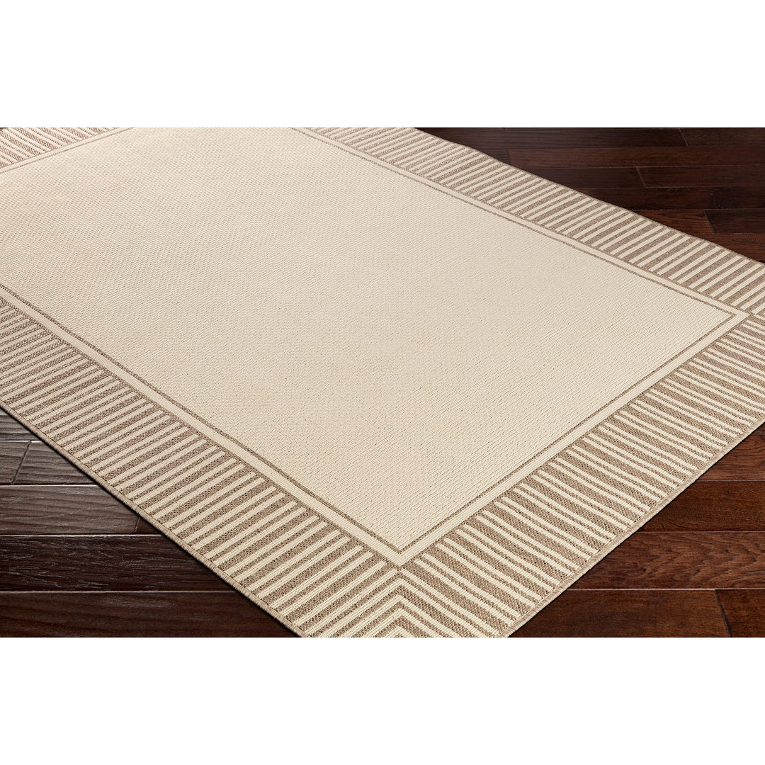 Border Indoor/Outdoor Area Rug 5'11" X 8'10" Beige Cream Transitional - Diamond Home USA