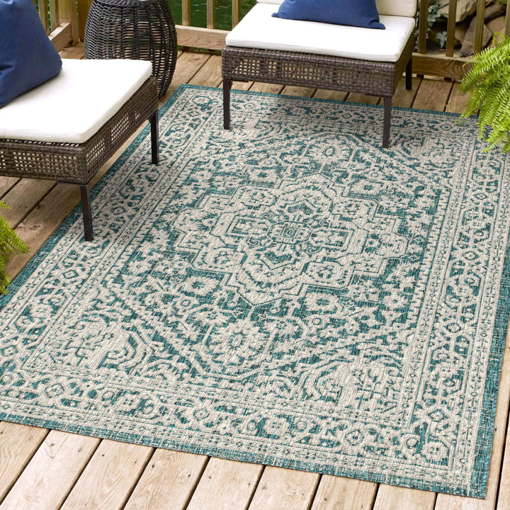 JONATHAN Y Rozetta Medallion Textured Weave Indoor/Outdoor Area Rug