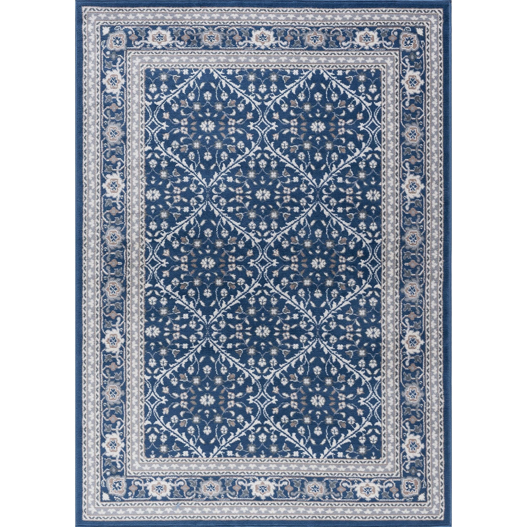 Alise Rugs Carrington Traditional Oriental Indoor Area Rug Navy 7'10'' Round - Diamond Home USA
