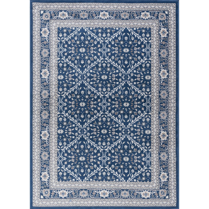 Alise Rugs Carrington Traditional Oriental Indoor Area Rug Navy 7'10'' Round - Diamond Home USA