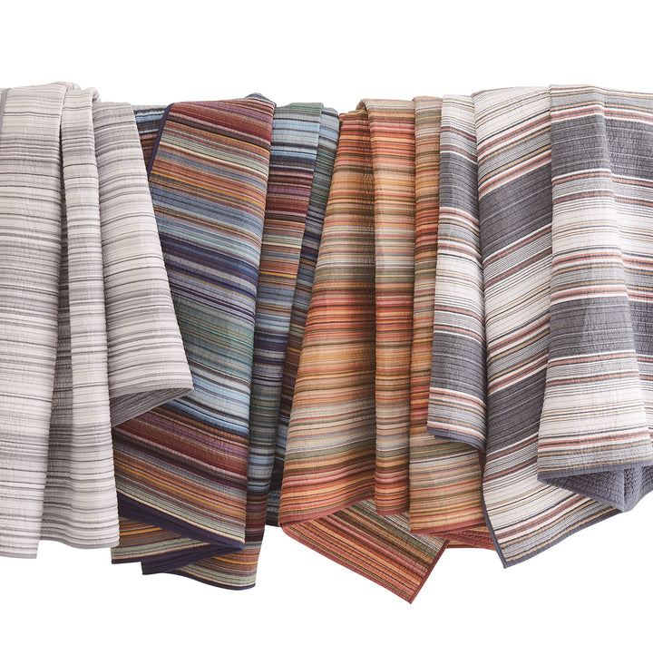 Brooklyn Loom Noah Stripe Yarn Dye Collection 3 Piece Quilt Set - King Grey - Diamond Home USA