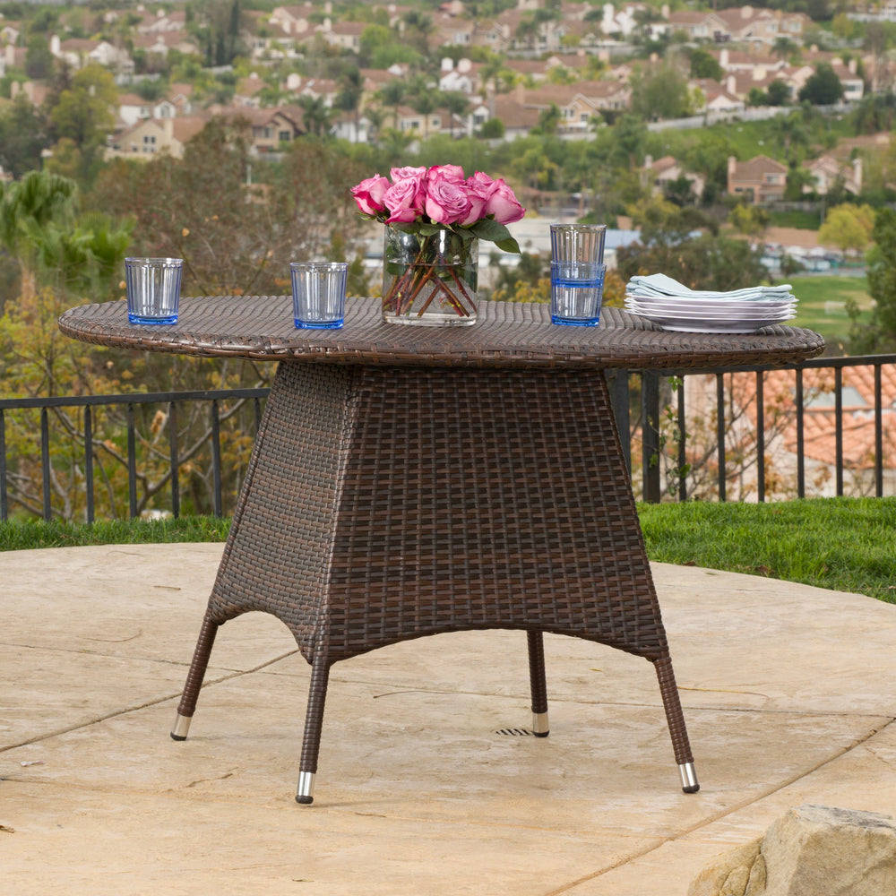 Christopher Knight Home Corsica PE Round KD Dining Table Multibrown - Diamond Home USA