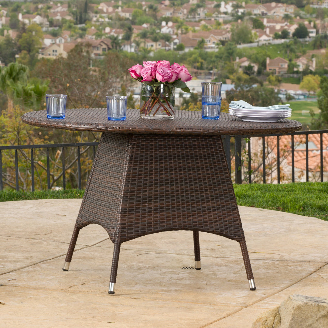 Christopher Knight Home Corsica PE Round KD Dining Table Multibrown - Diamond Home USA