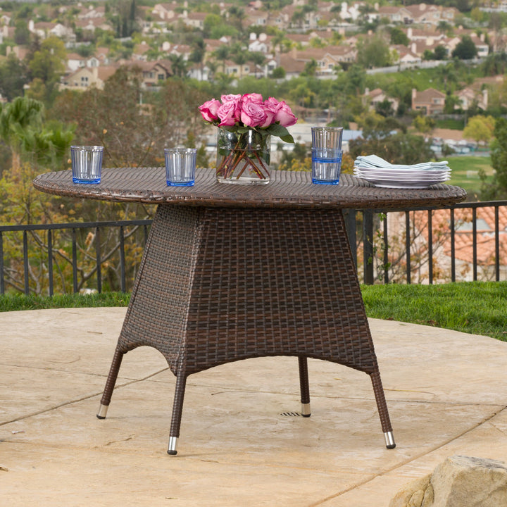 Christopher Knight Home Corsica PE Round KD Dining Table Multibrown - Diamond Home USA