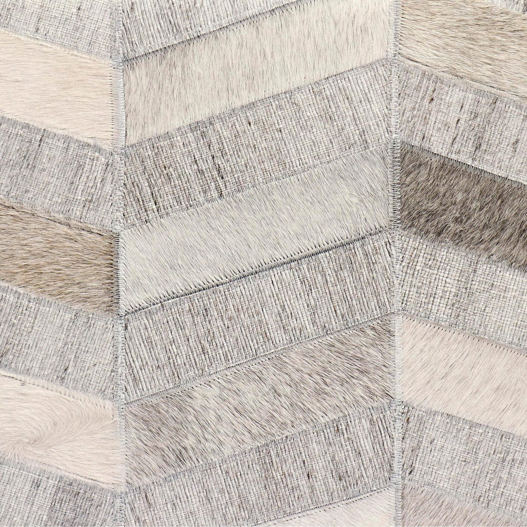 Natural Cowhide Ottoman Silver 19" 1' X Silver Leather Handmade Medium - Diamond Home USA