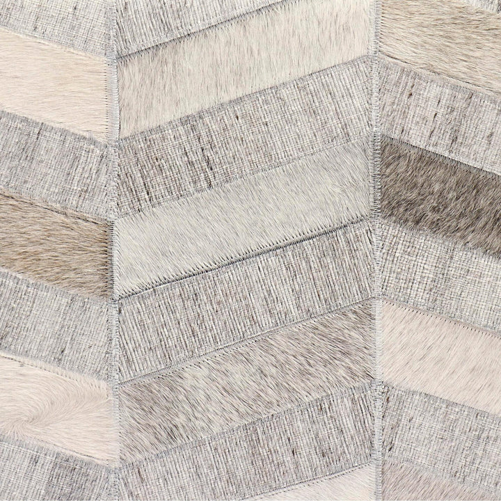Natural Cowhide Ottoman Silver 19" 1' X Silver Leather Handmade Medium - Diamond Home USA