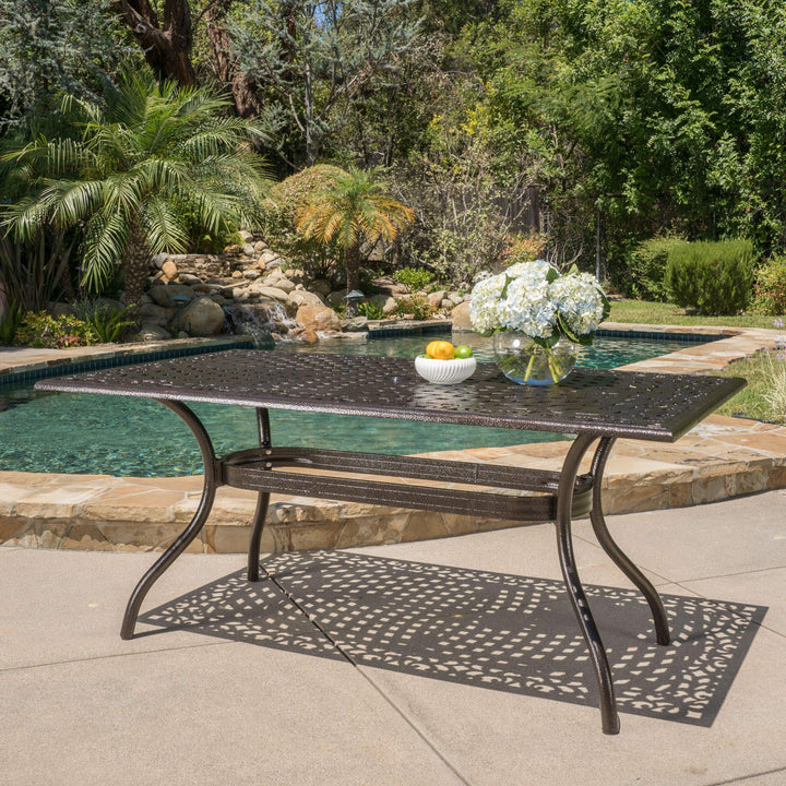 Christopher Knight Home Phoenix Cast Aluminum Rectangle Table Hammered Bronze - Diamond Home USA
