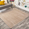 JONATHAN Y SEU100G-9SQ Haze Solid Low-Pile Indoor Area Rug Coastal Bohemian 9' Square - Beige
