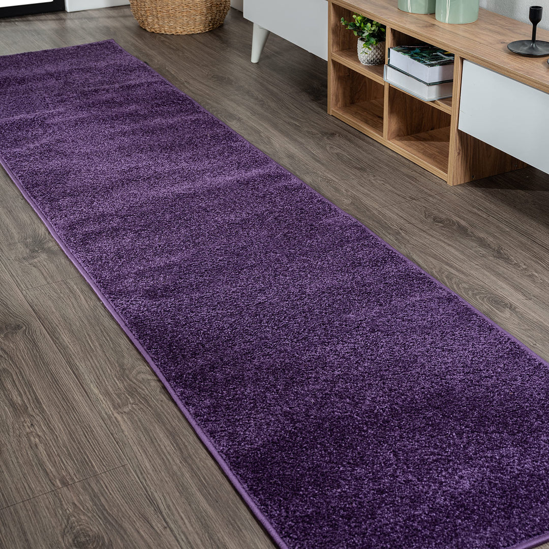 JONATHAN Y SEU100N-216 Haze Solid Low-Pile Indoor Runner Rug Coastal Bohemian 2 X 16 - Purple
