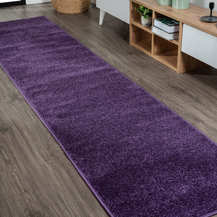 JONATHAN Y SEU100N-216 Haze Solid Low-Pile Indoor Runner Rug Coastal Bohemian 2 X 16 - Purple