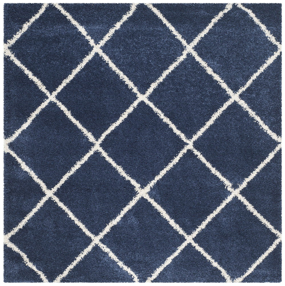 SAFAVIEH Hudson Shag Collection 7' Square Navy/Ivory SGH281C Modern Diamond - Diamond Home USA