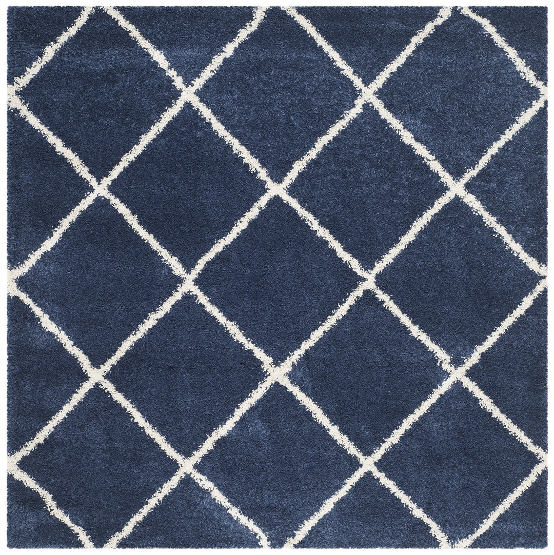 SAFAVIEH Hudson Shag Collection 7' Square Navy/Ivory SGH281C Modern Diamond - Diamond Home USA