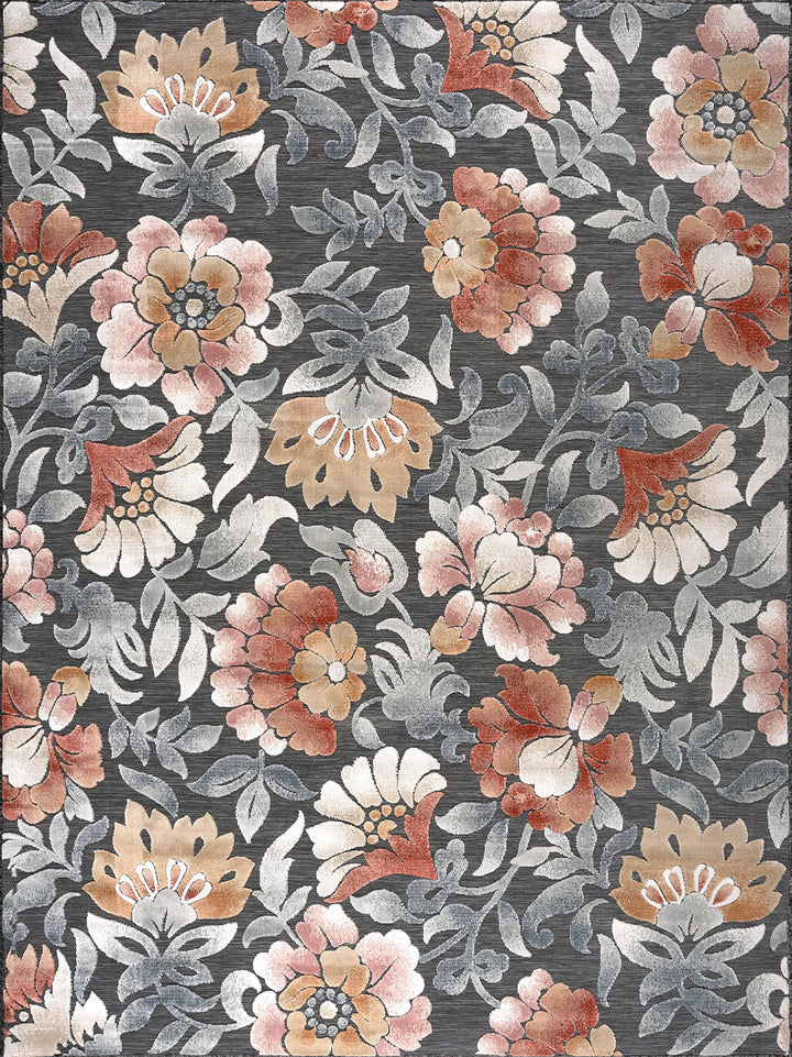 Universal Rugs Jute Water Resistant Indoor or Rug 5x7 - Modern Floral - Diamond Home USA