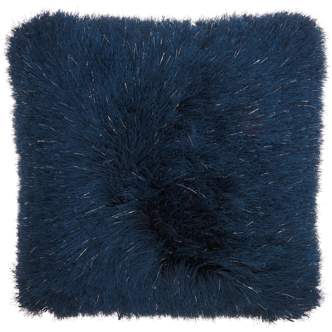 Navy Blue Yarn Shimmer Shag Throw Pillow (20-inch X 20-inch) Textured Bohemian