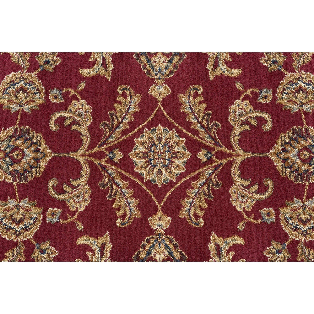 Traditional Octagon Rug 5'3" x 5'3" Red Octagon Mat Blue Accent Border - Diamond Home USA
