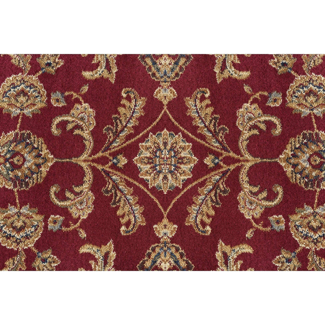 Traditional Octagon Rug 5'3" x 5'3" Red Octagon Mat Blue Accent Border - Diamond Home USA