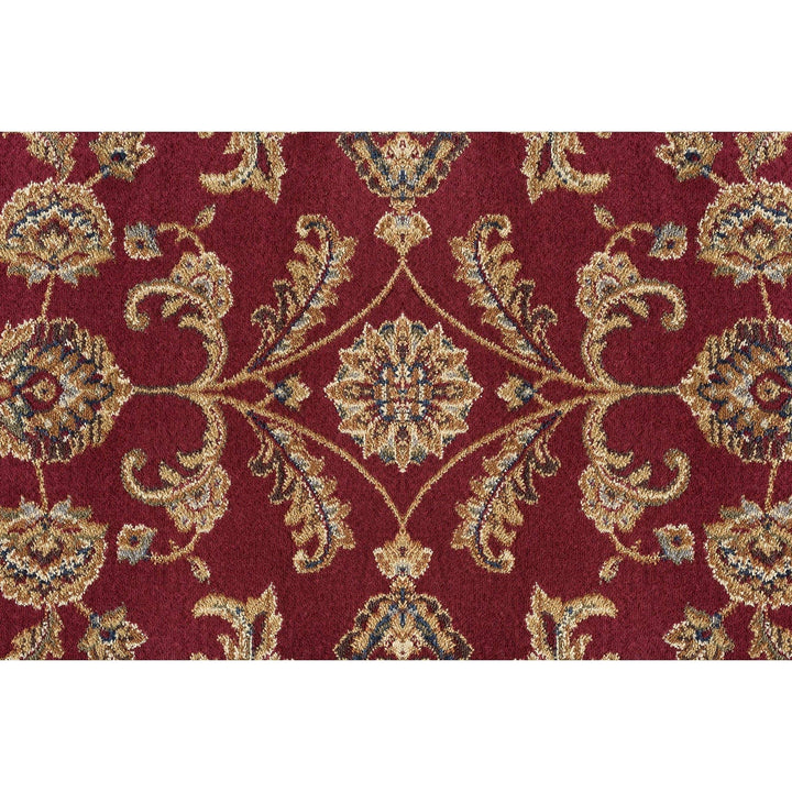 Traditional Octagon Rug 5'3" x 5'3" Red Octagon Mat Blue Accent Border - Diamond Home USA