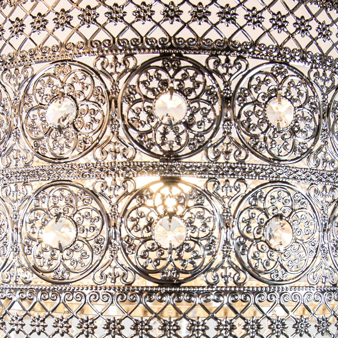 Polished Nickel and Crystal 1-Light Buffet Table Lamp - 12.2" l X 12.2" w 28.75" - Diamond Home USA