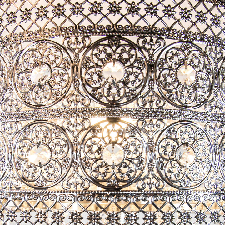 Polished Nickel and Crystal 1-Light Buffet Table Lamp - 12.2" l X 12.2" w 28.75" - Diamond Home USA