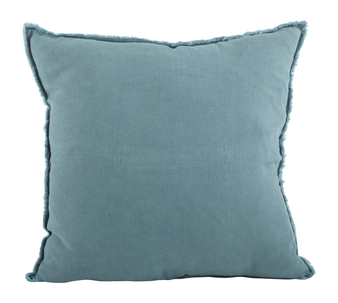 SARO LIFESTYLE Graciella Collection 100% Linen Down-Filled Throw Pillow with Sea Green