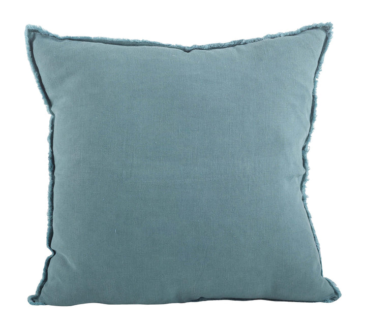 SARO LIFESTYLE Graciella Collection 100% Linen Down-Filled Throw Pillow with Sea Green