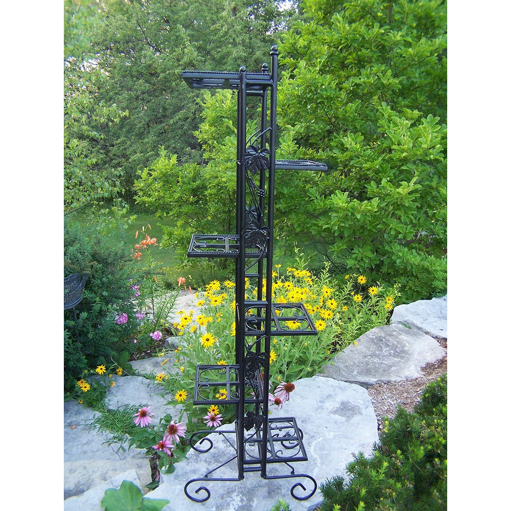 6 Tier Metal Wrought Iron Plant Stand Six Level Planter Holder Standing Flower - Diamond Home USA