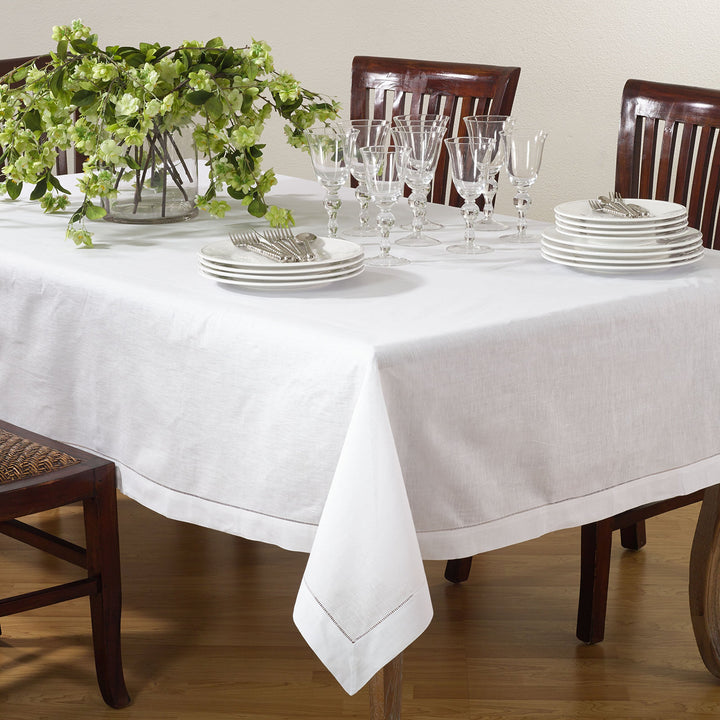 Hemstitched Tablecloth 65" x 120" - White