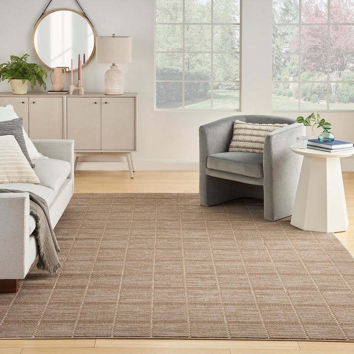 Nourison Serenity Home Geometric Mocha Ivory 7'10" x 9'10" Area -Rug Easy - Diamond Home USA