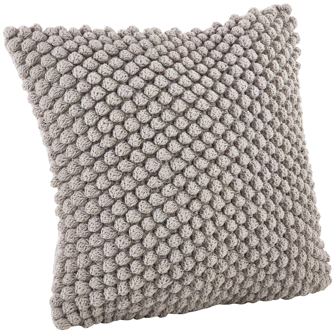 SARO LIFESTYLE Camargue Collection 3519.GY20S Crochet ompom Duck Filled Throw Grey