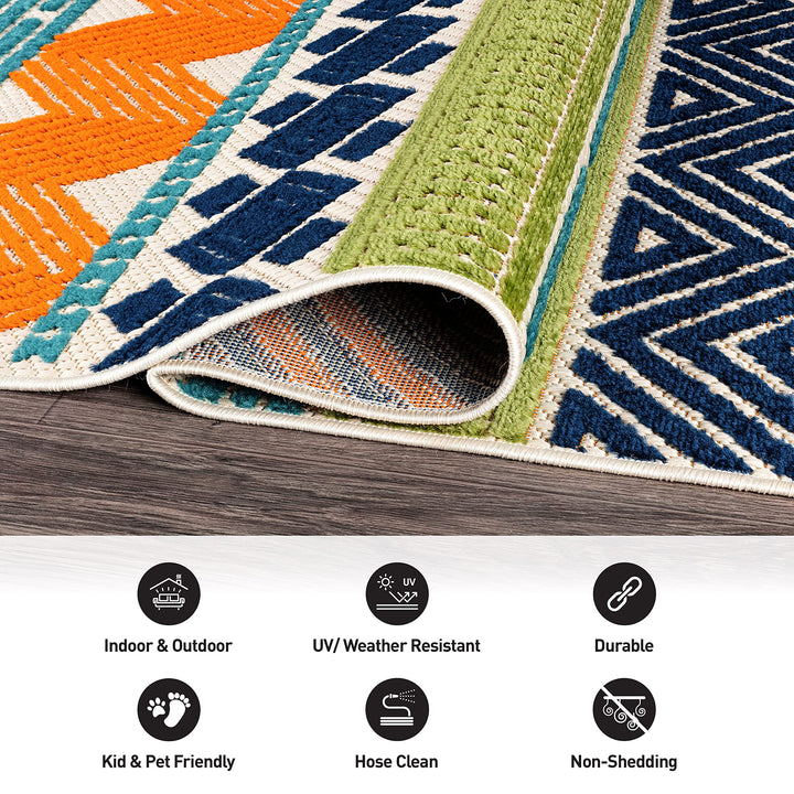 Rugshop Marbella Contemporary Boho Non-Shedding Patio Deck Backyard - Diamond Home USA