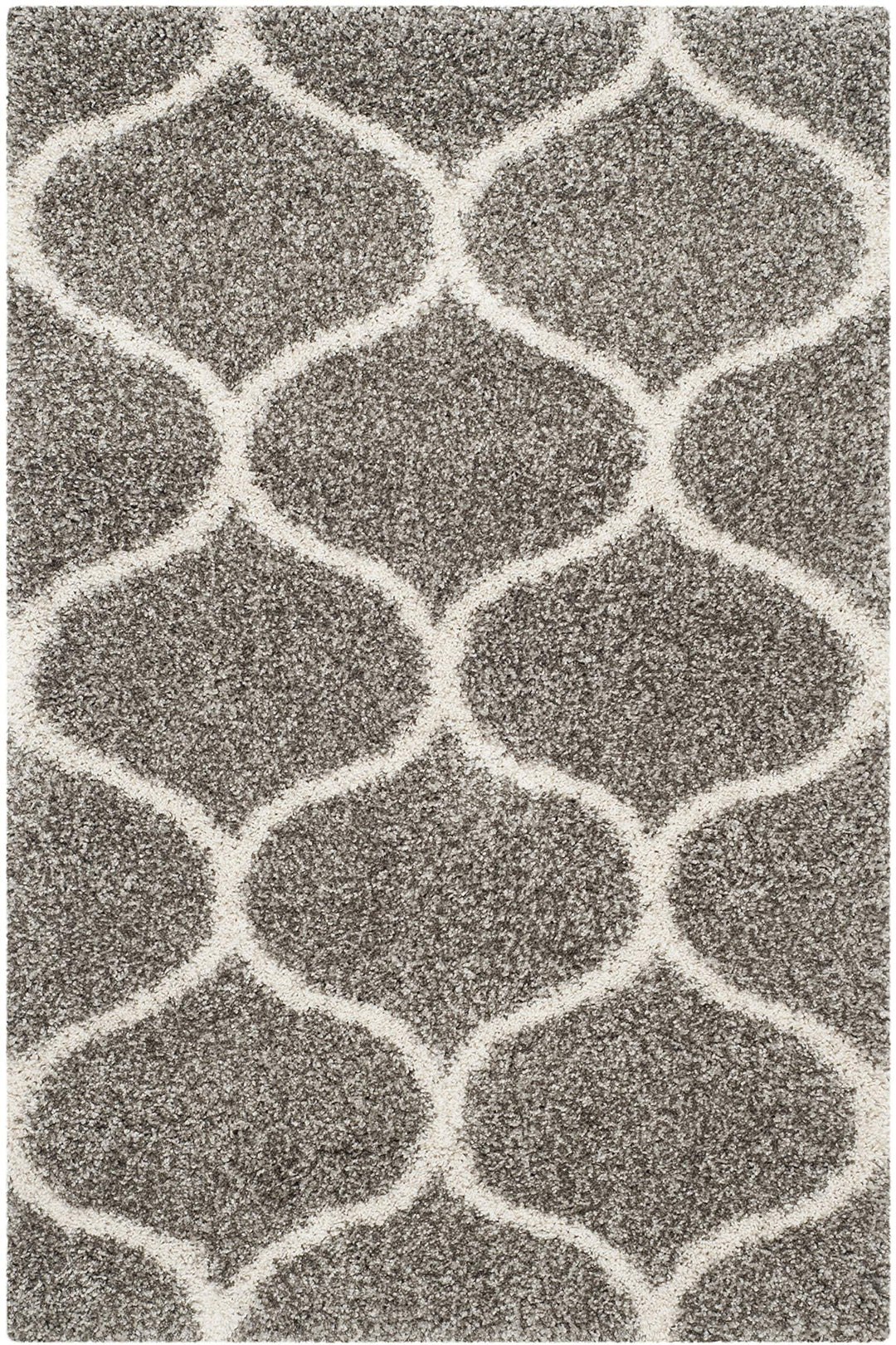 SAFAVIEH Hudson Shag Collection Accent Rug - 4' x 6' Grey & Ivory Trellis Design