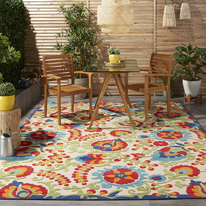 Nourison Aloha Indoor/Outdoor Multicolor 7'10'' x 10'6'' Area--Rug 7'10" x 10'6" - Multicolor
