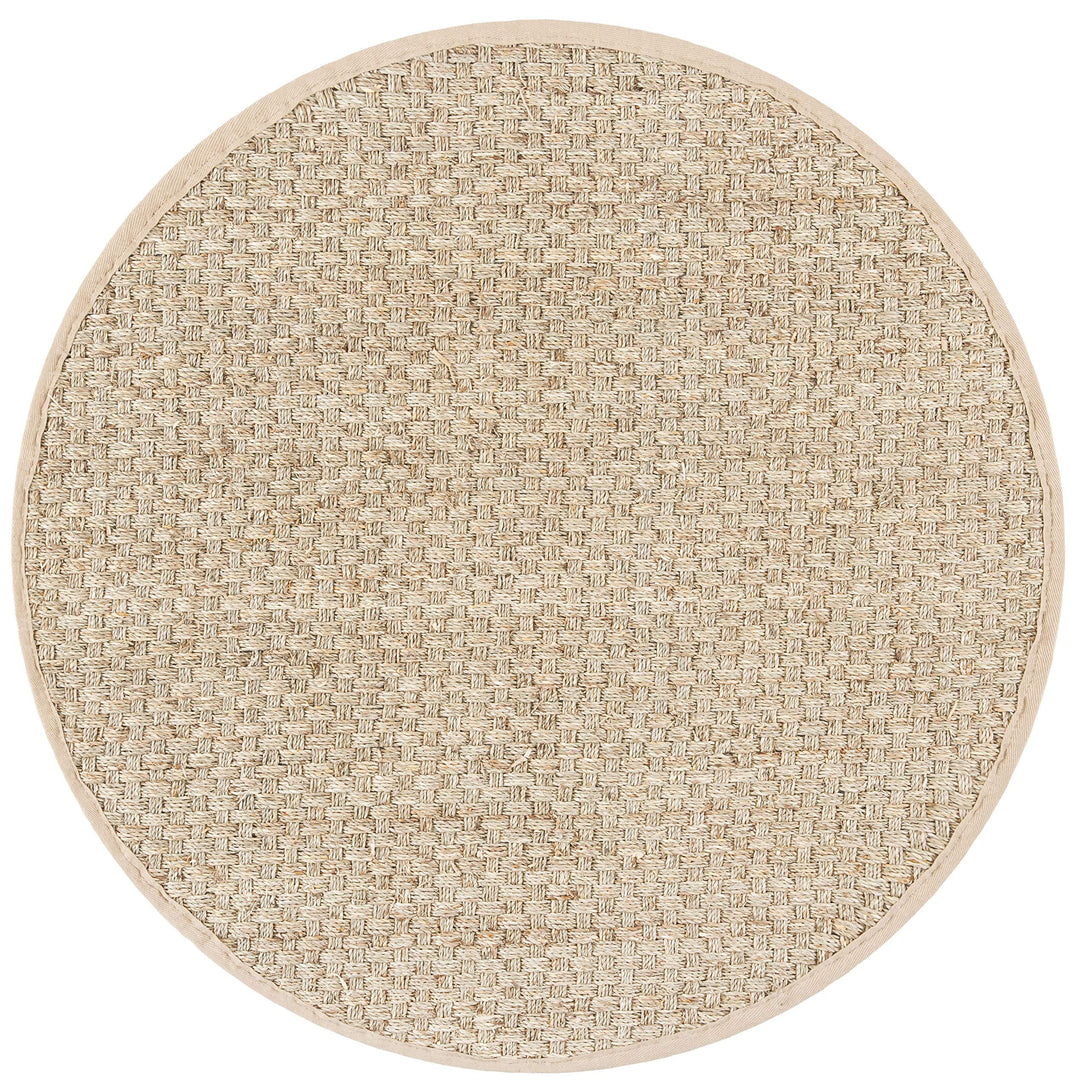 SAFAVIEH Natural Fiber Collection Area Rug - 4' Round Natural & Beige Border - Diamond Home USA