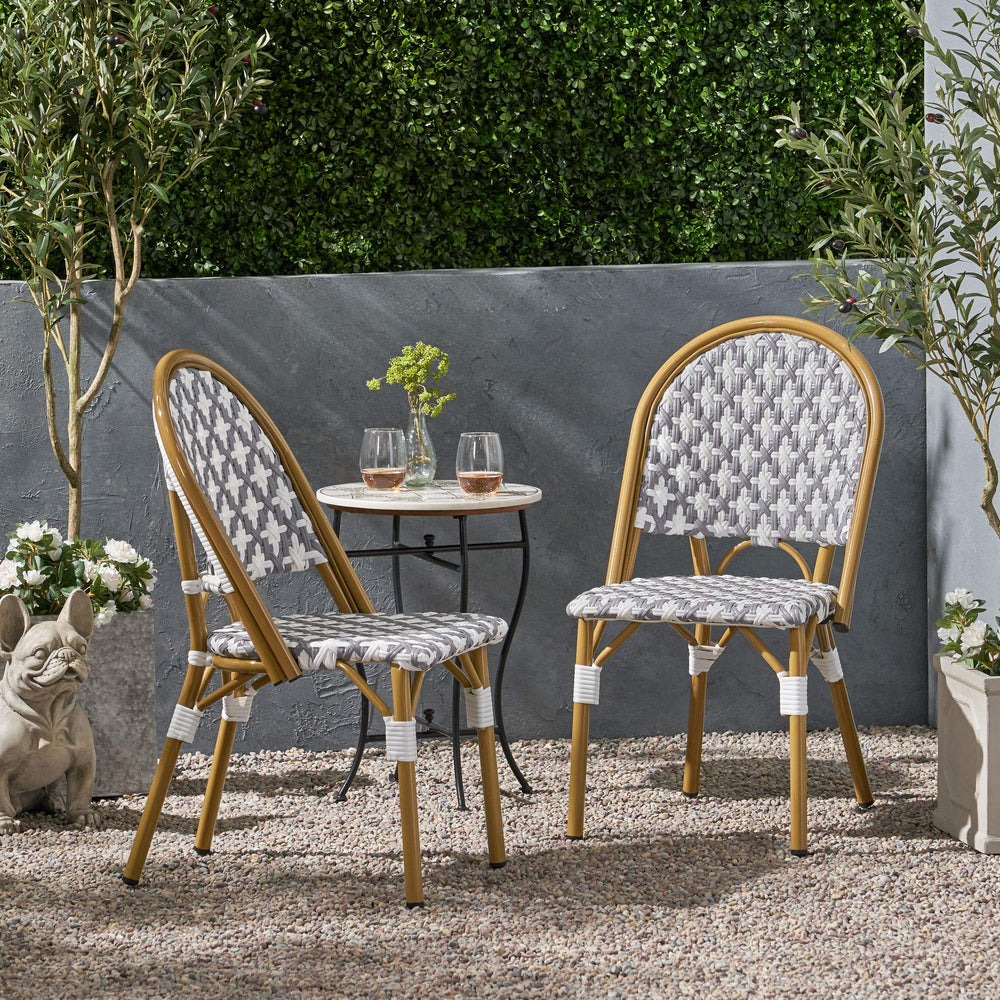 Christopher Knight Home Anastasia Outdoor French Bistro Chair (Set of 2) Gray - Diamond Home USA