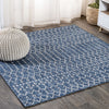 JONTHN Y SMB108B-4SQ Ourika Moroccan Geometric Textured Weave Indoor/Outdoor 4' Square - Navy/Light Gray