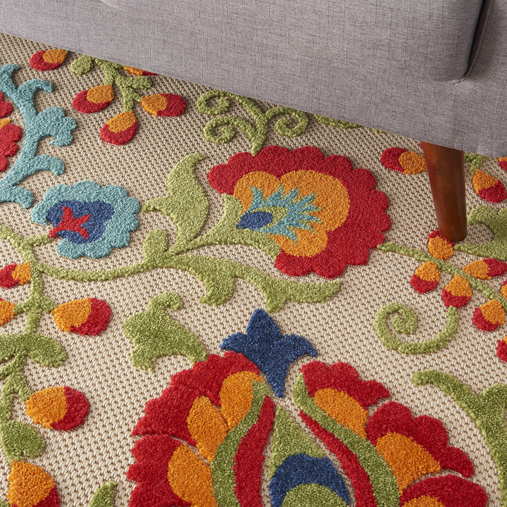 5'3 x 7'5 Indoor Outdoor Floral Color Area Rug Polypropylene