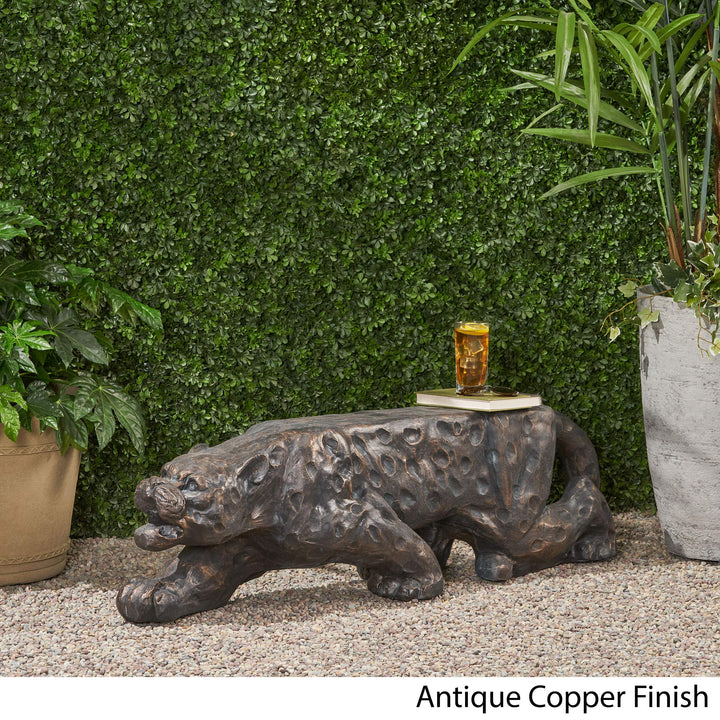 Christopher Knight Home Emersyn Outdoor Leopard Shaped ncrete Bench Antique - Diamond Home USA