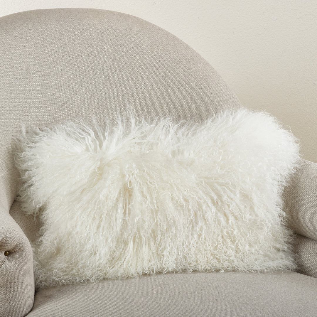 Poly-filled Mongolian Lamb Throw Pillow