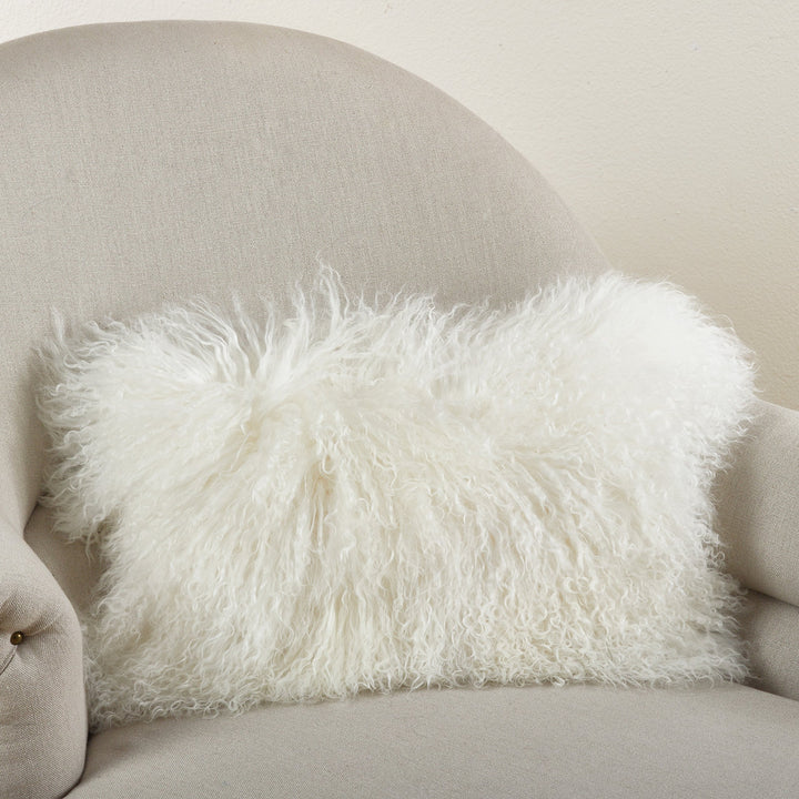 Poly-filled Mongolian Lamb Throw Pillow